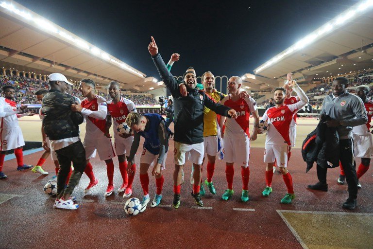 Los jugadores de Mónaco festejan el pase a semifinales de Champions