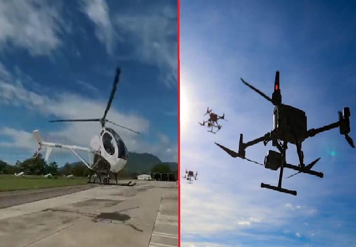 Helicóptero y drones