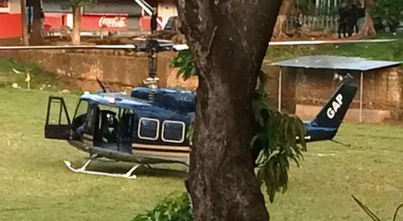 Helic&oacute;ptero en el que realizan traslado de agente/ cortes&iacute;a Noticias Menotty.