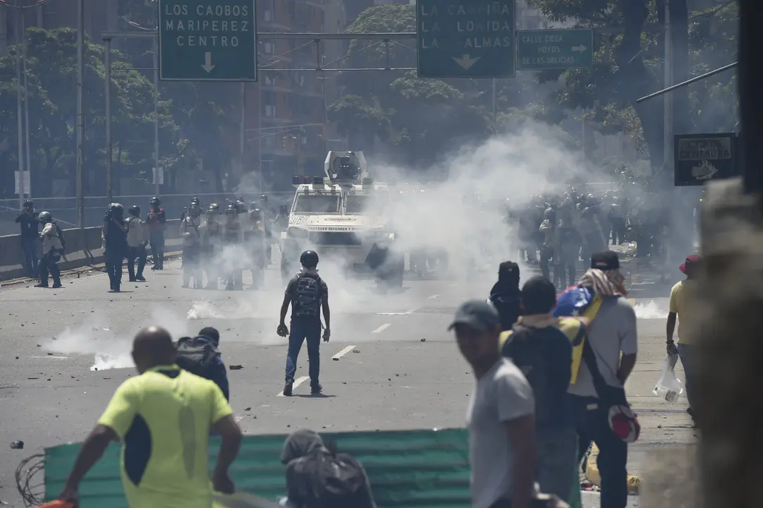Protestas en Caracas contra el gobierno de Nicol&aacute;s Maduro