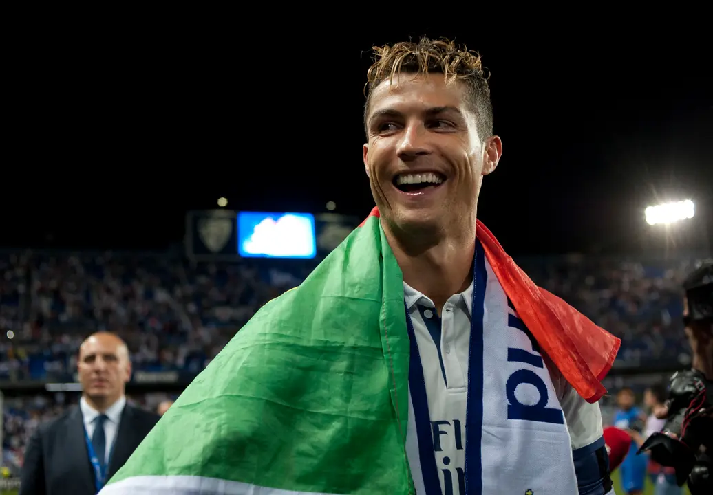Cristiano Ronaldo en la celebraci&oacute;n del t&iacute;tulo de Liga del Real Madrid