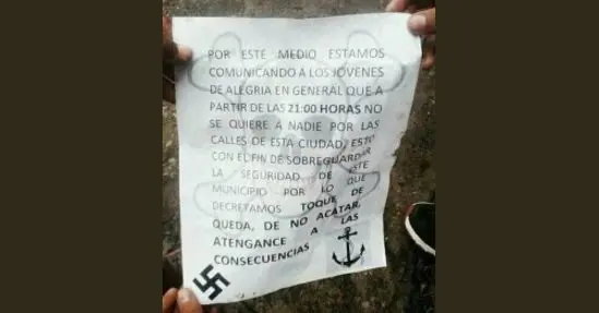 Comunicado sobre toque de queda en Alegr&iacute;a