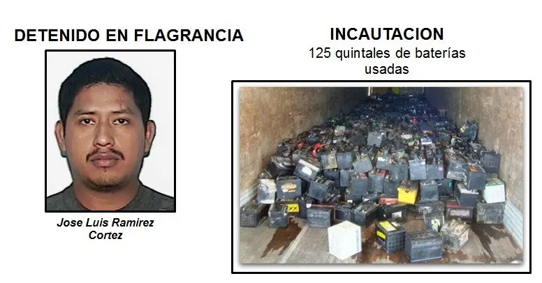 125 quintales de bater&iacute;as