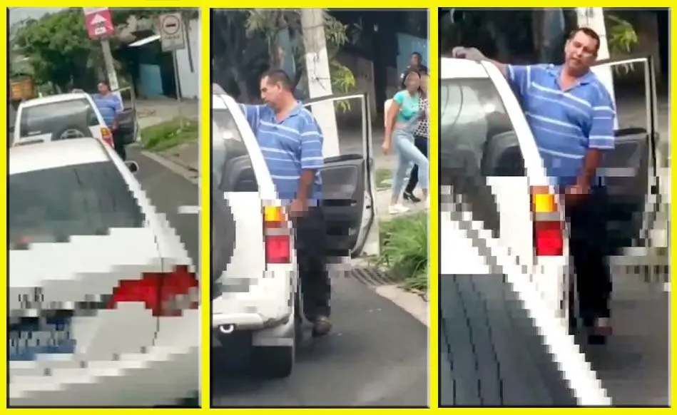 Conductor grabado cuando orinaba