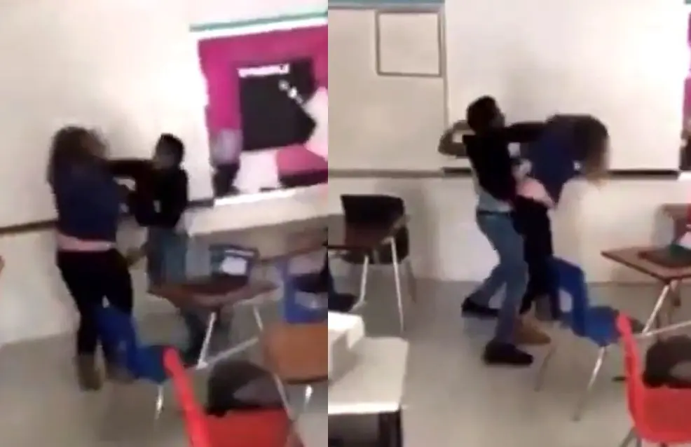 Alumno y maestra se agarran a pu&ntilde;etazos