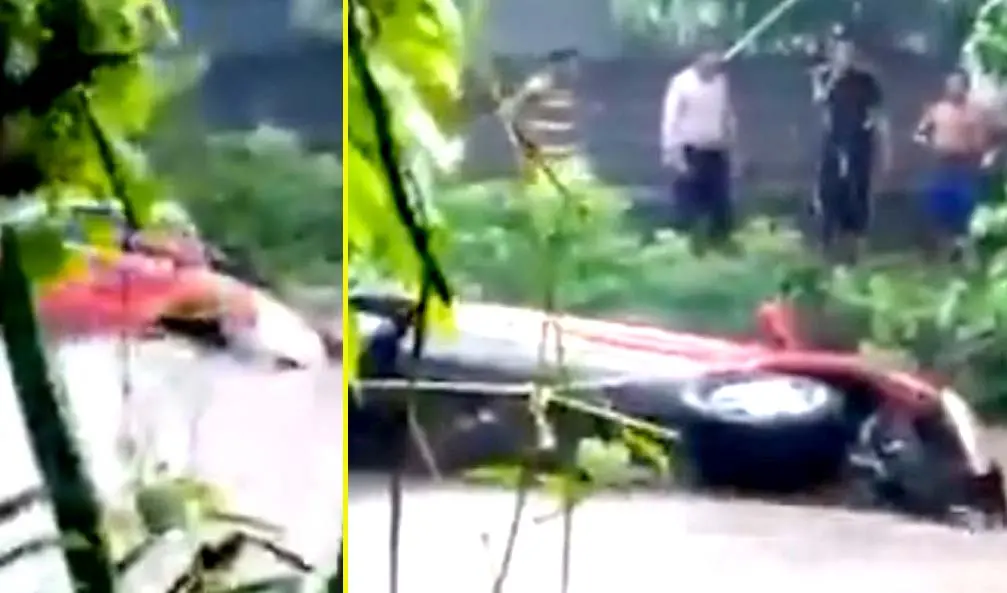 Carro arrastrado por corriente en La Uni&oacute;n 4