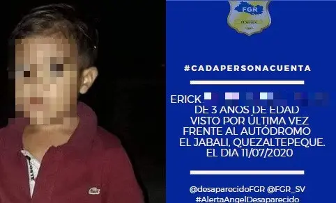 Ni&ntilde;o desaparecido en Quezaltepeque