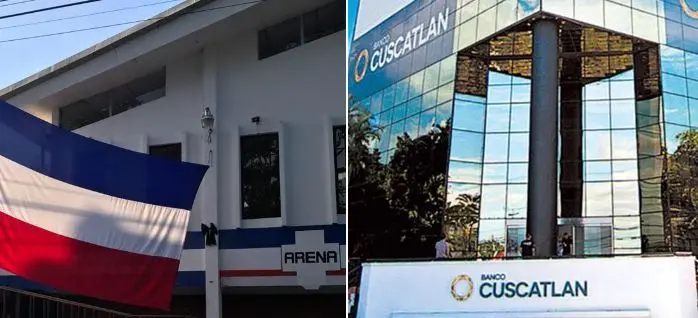 Arena y banco Cuscatl&aacute;n