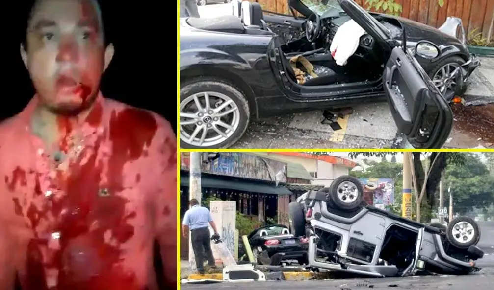 Accidente diputado Arturo Maga&ntilde;a Foto tomada de la cuenta de Alex Pineda 4