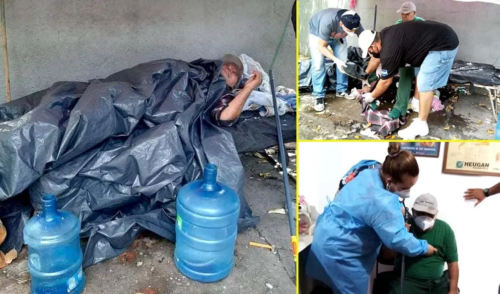 Ayudan a hombre que dorm&iacute;a en las calles Foto &Aacute;ngeles Urbanos 7