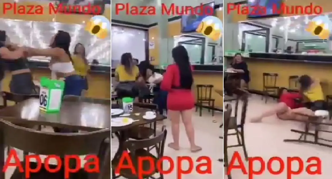 Mujeres pele&aacute;ndose en Apopa