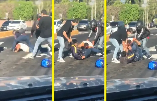 Conductores se agarran a pu&ntilde;etazos