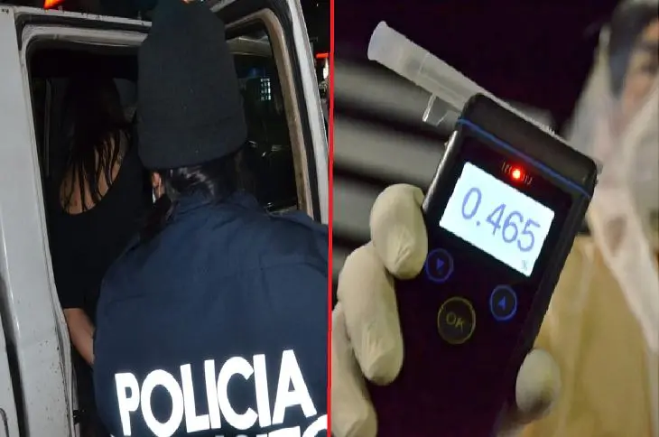 Mujer detenica con alcohol
