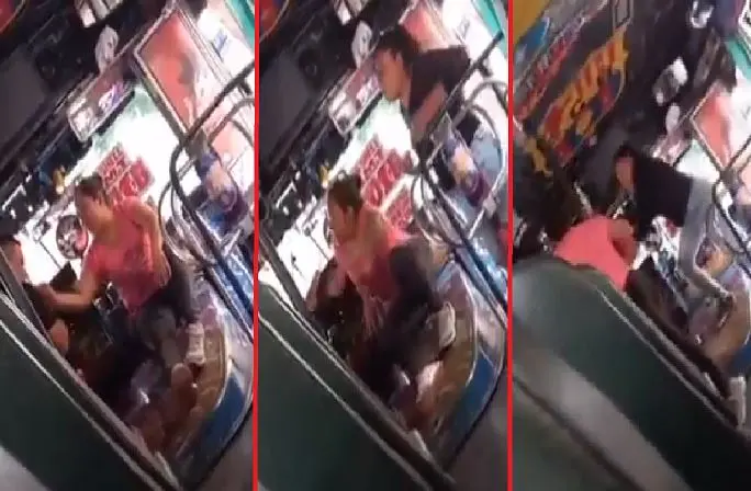 Mujeres peleando con motorista de la 101