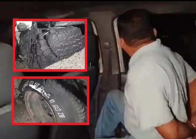 Cami&oacute;n con llantas explotadas 3