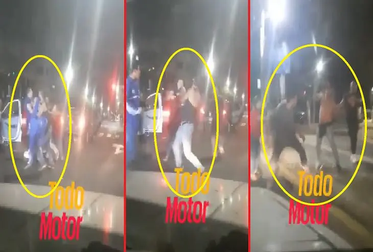 Automovilistas a golpes frente al Parque Cuscatl&aacute;n