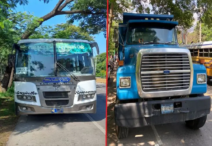 Microbusero y conductor de cami&oacute;n