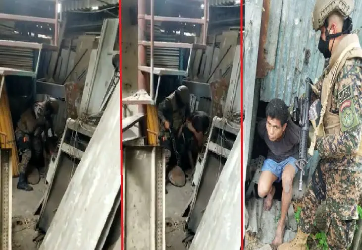 Pandillero escondido en un barril de lata