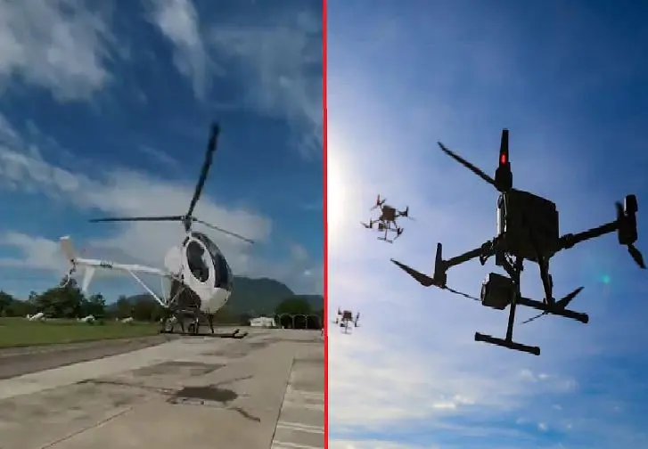 Helic&oacute;ptero y drones