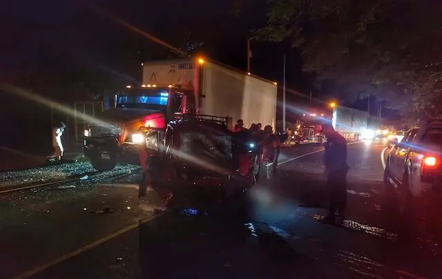 Accidente cantón Mizata, Teotepeque, carretera del Litoral, La Libertad, 08-07-2025