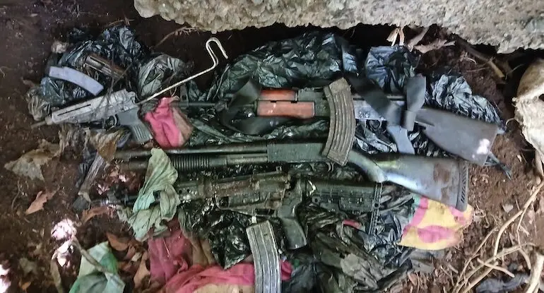 Armas de la MS-13 en Olocuilta