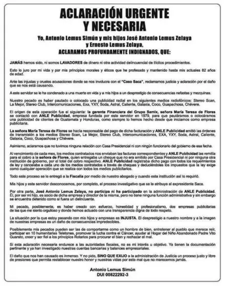 Comunicado Lemus