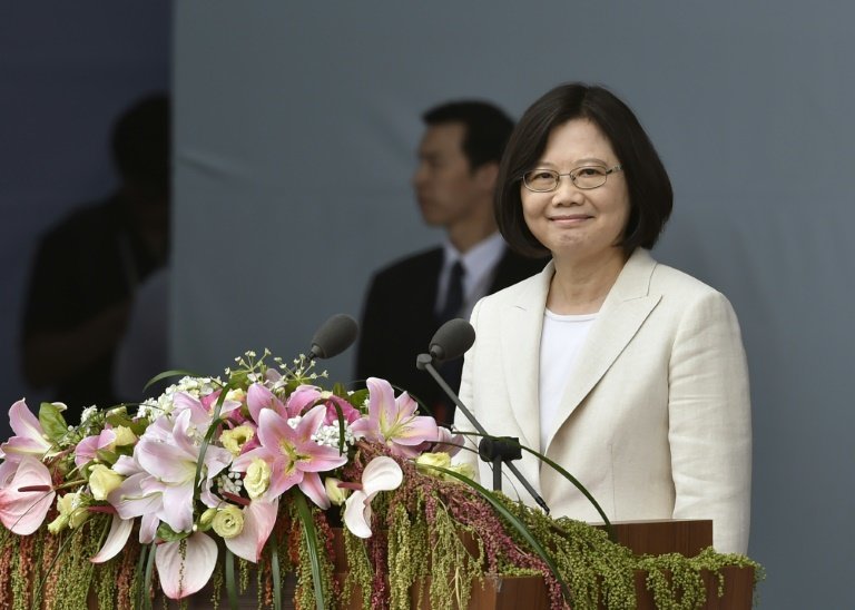 <p>La presidenta de Taiwán Tsai Ing-wen durante la ceremonia de investidura el 20 de mayo de 2016 en Taipei</p>