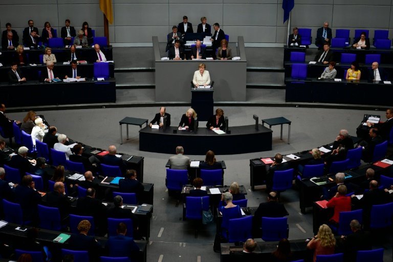 <p>Interior de la cámara baja del Parlamento alemán, el Bundestag, en Varsovia el 7 de julio de 2016</p>