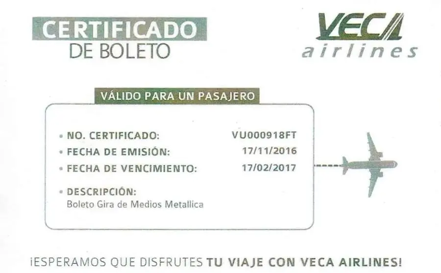 boleto aereo VECA