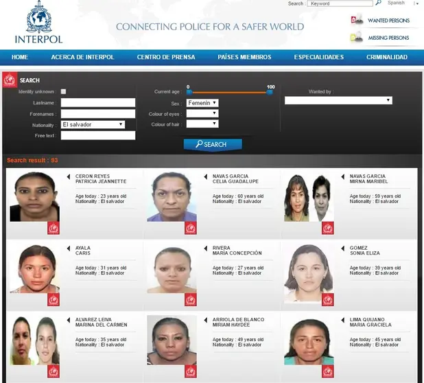 Mujeres requeridas por la Interpol