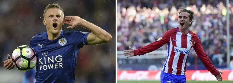 Jamie Vardy y Antonie Griezmann, delanteros del Leicester y Atlético.