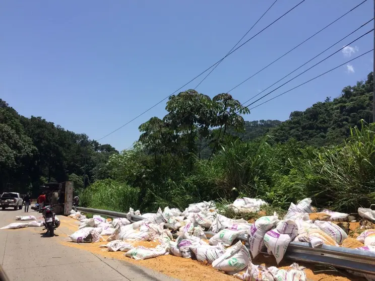 Camión volcado Los Chorros