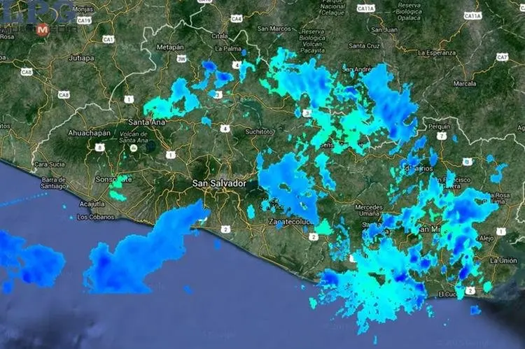 Mapa con lluvia