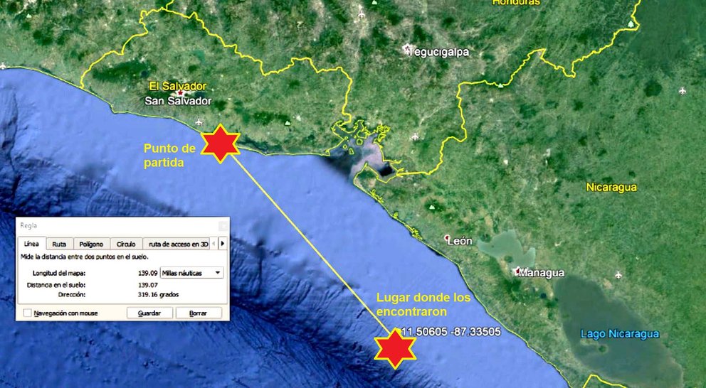 Mapa de ubicación donde encontraron a los pescadores salvadoreños 4