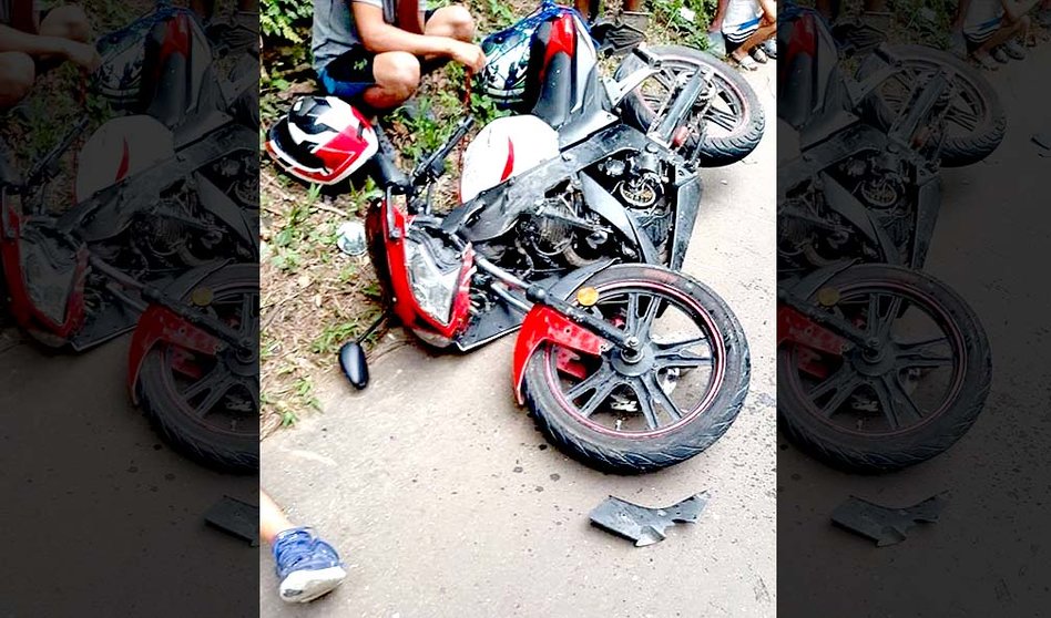Motociclista accidentado en San José Guayabal Foto tomada de Motociclistas de El Salvador 2