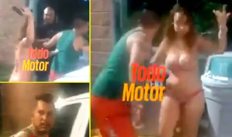 Pareja ebria en gasolinera de La Libertad Imágenes tomadas de Toto Motor