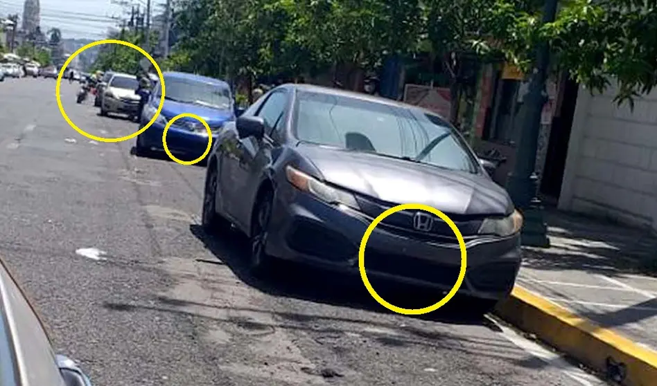 Policía decomisa placas de vehículos estacionados en calle Arce Foto tomada de Tito García