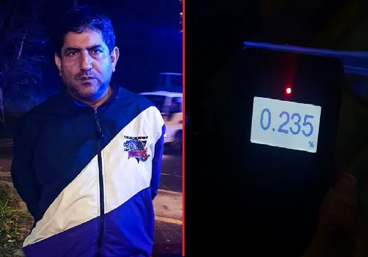 Motociclista con 235 graados de alcohol