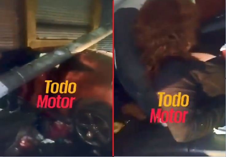 Mujer atrapada dentro de carro