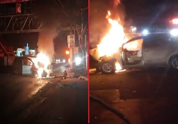 Incendio en vehículo en San Miguel
