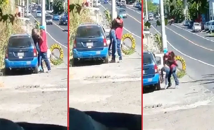 Agrediendo a una mujer en San Martín