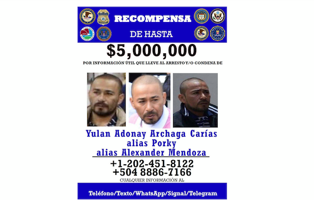 RECOMPENSA EE UU CABECILLA MS-13 HONDURAS