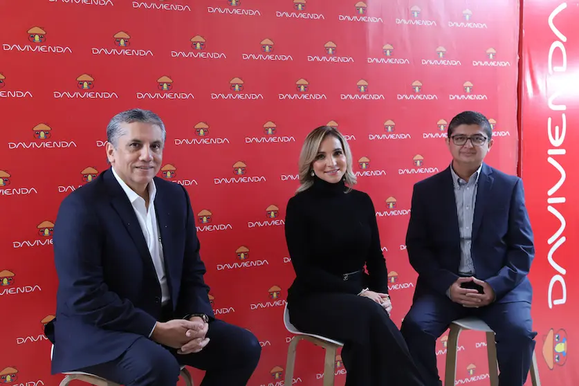 Conferencia de prensa para anunciar la Feria de Soluciones Davivienda 2023, con la presencia de Alberto Morales, Patricia Arteaga y Hugo Fuentes, en el Centro Financiero el 30 de noviembre de 2023.
Foto Banco Davivienda/ Salvador Meléndez