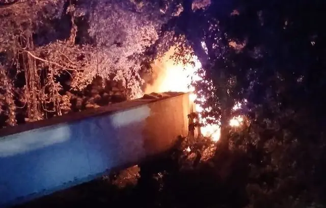 Dos fallecidos camión prende fuego 15-04-2024