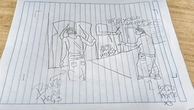 Dibujo pandillas estudiante centro escolar 17 años Soyapango detenido 1
