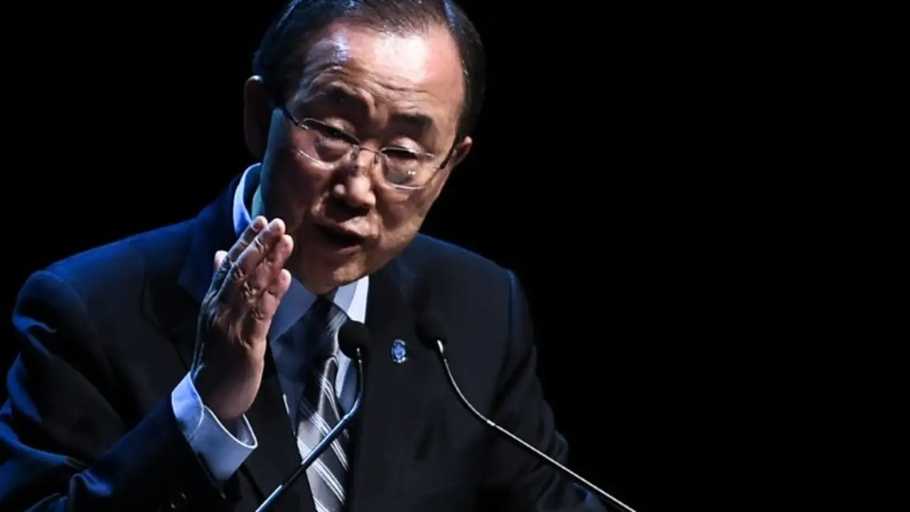 <p>El secretario general de la ONU, Ban Ki-moon, en rueda de prensa el 24 de mayo de 2016 en Estambul</p>