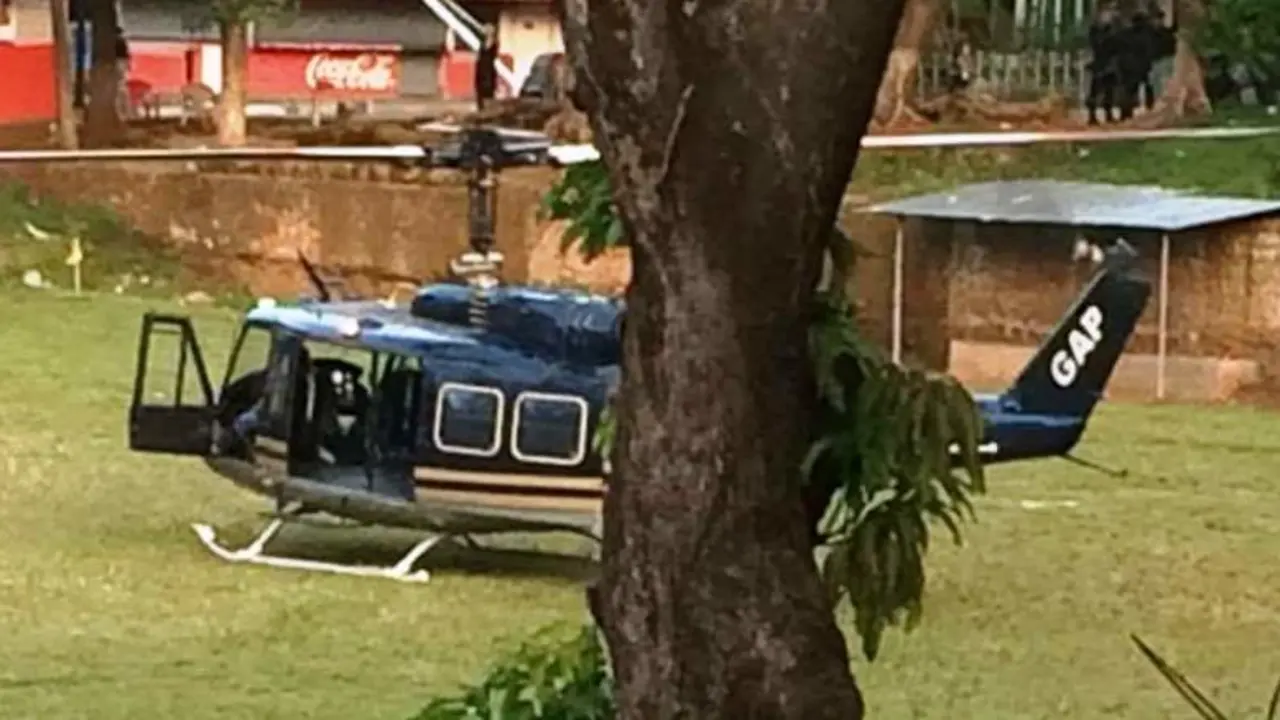 Helic&oacute;ptero en el que realizan traslado de agente/ cortes&iacute;a Noticias Menotty.