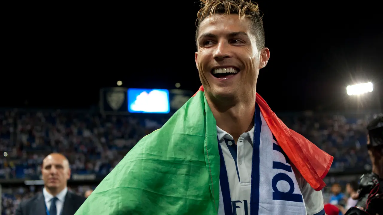 Cristiano Ronaldo en la celebraci&oacute;n del t&iacute;tulo de Liga del Real Madrid