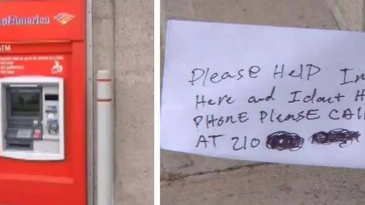 Hombre atrapado en cajero automatico