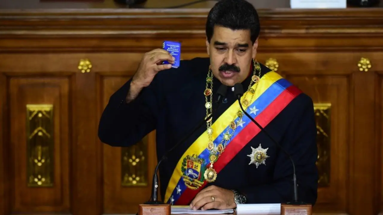 Venezuelan President Nicolas Maduro addresses the all-powerful pro-Maduro assembly which has been placed over the National Assembly and tasked with rewriting the constitution, in Caracas on August 10, 2017.
Recent demonstrations in Venezuela have stemmed from anger over the installation of the all-powerful Constituent Assembly that many see as a power grab by the unpopular President Maduro. The dire economic situation also has stirred deep bitterness as people struggle with skyrocketing inflation and shortages of food and medicine.
 / AFP PHOTO / RONALDO SCHEMIDT